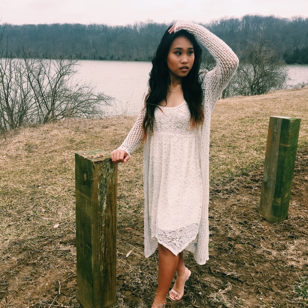 White net cardigan